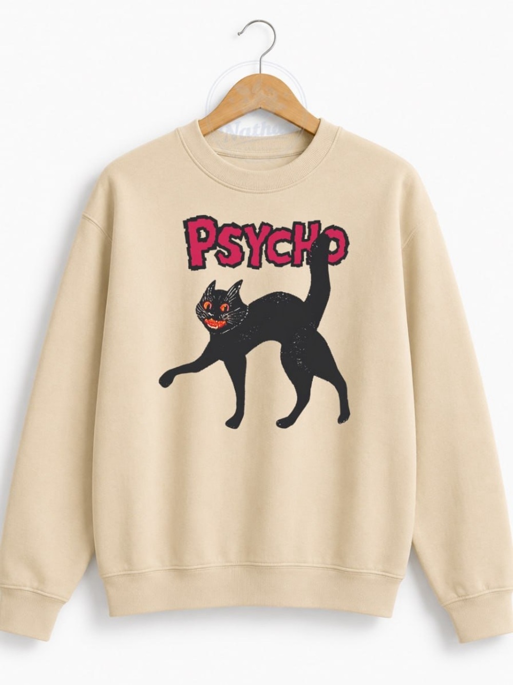 Sand Psycho Cat Graphic Crewneck Sweatshirt